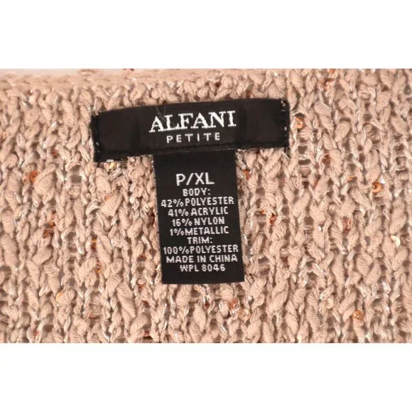 ALFANI by women's Sequin Knit Sweater with Pleated Sheer Hem‎ Size P/XL - Picture 9 of 16